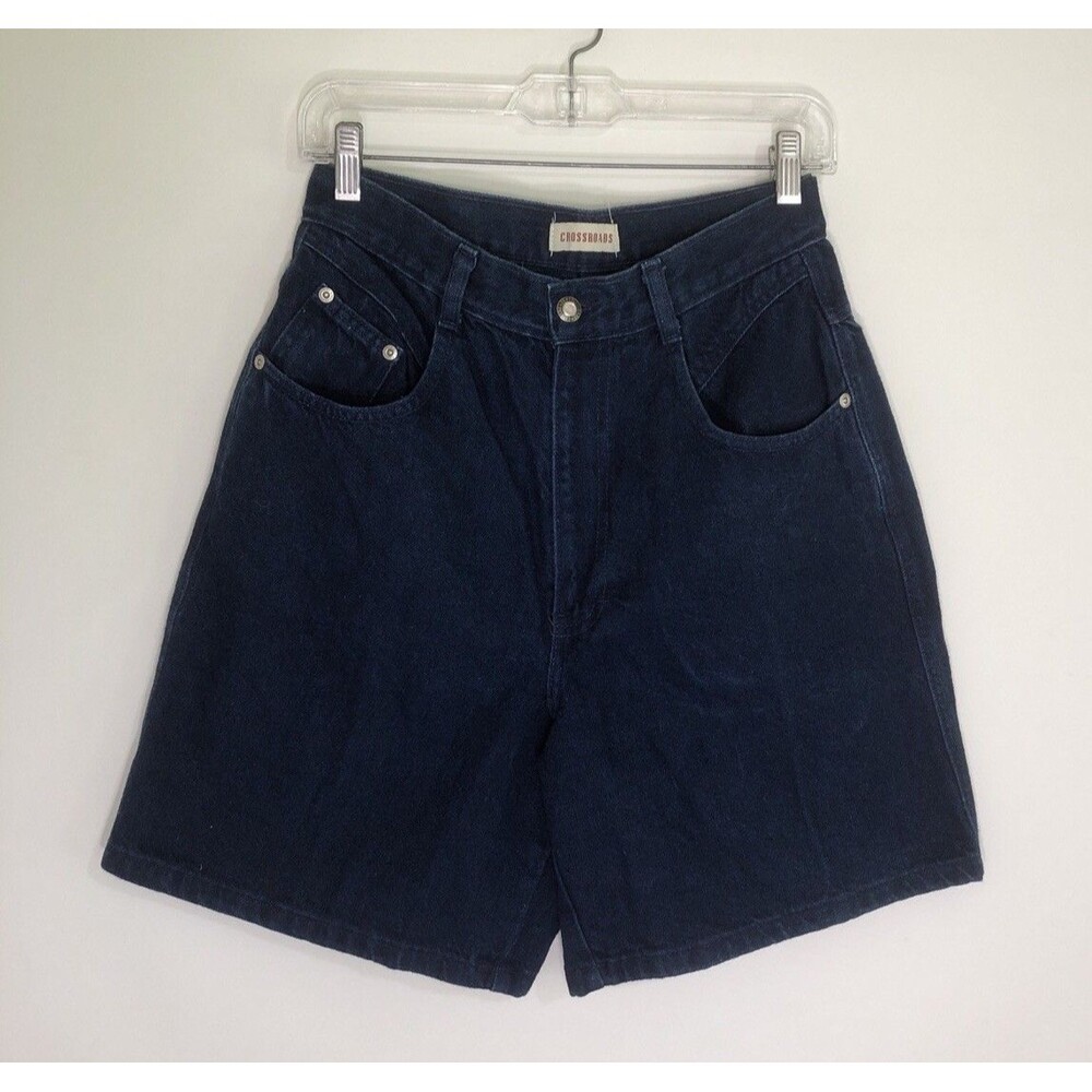 Vintage Crossroads High Waisted Mom Jean Shorts Dark Wash Sz 10 WAIST 28”